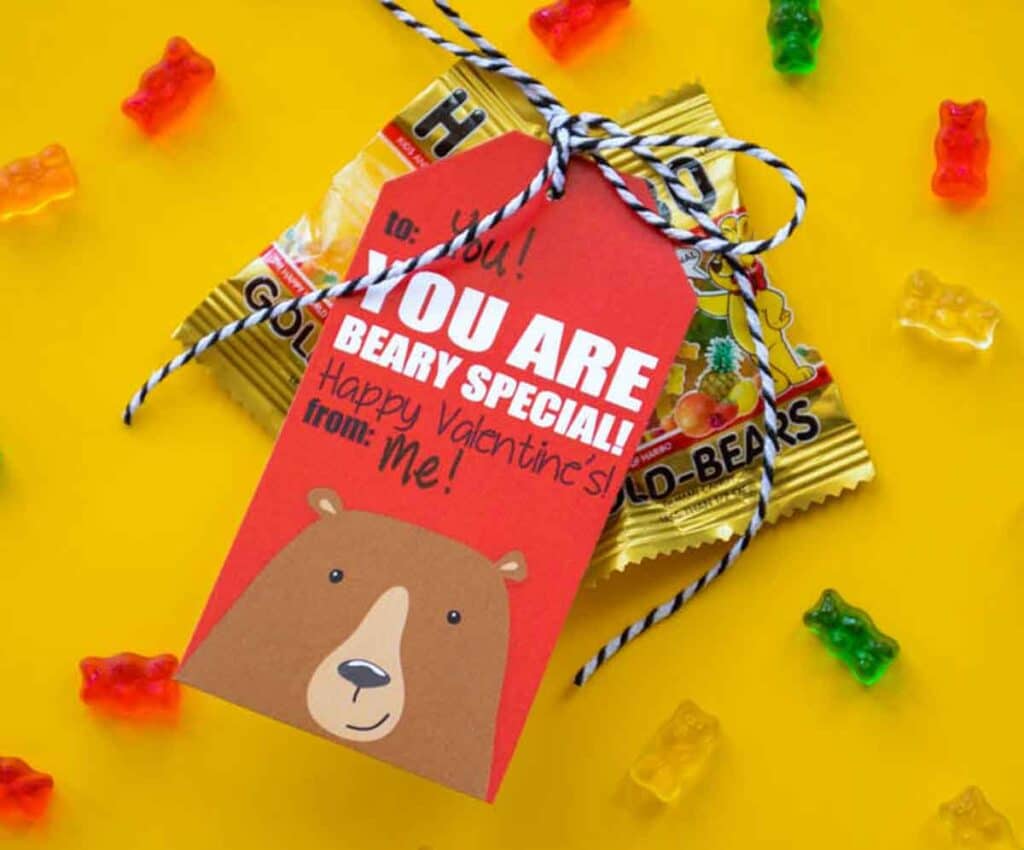 gummy bear valentines bearry sweet- The ultimate list of Classroom Valentine Gift Ideas for Kids - Press Print Party!