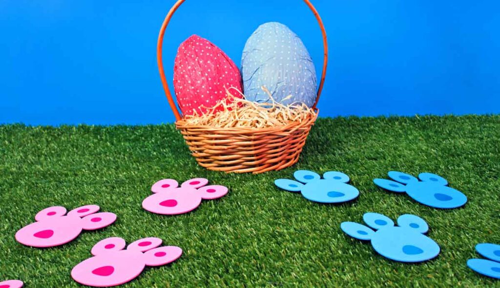 fake easter bunny tracks to an easter basket - press print party