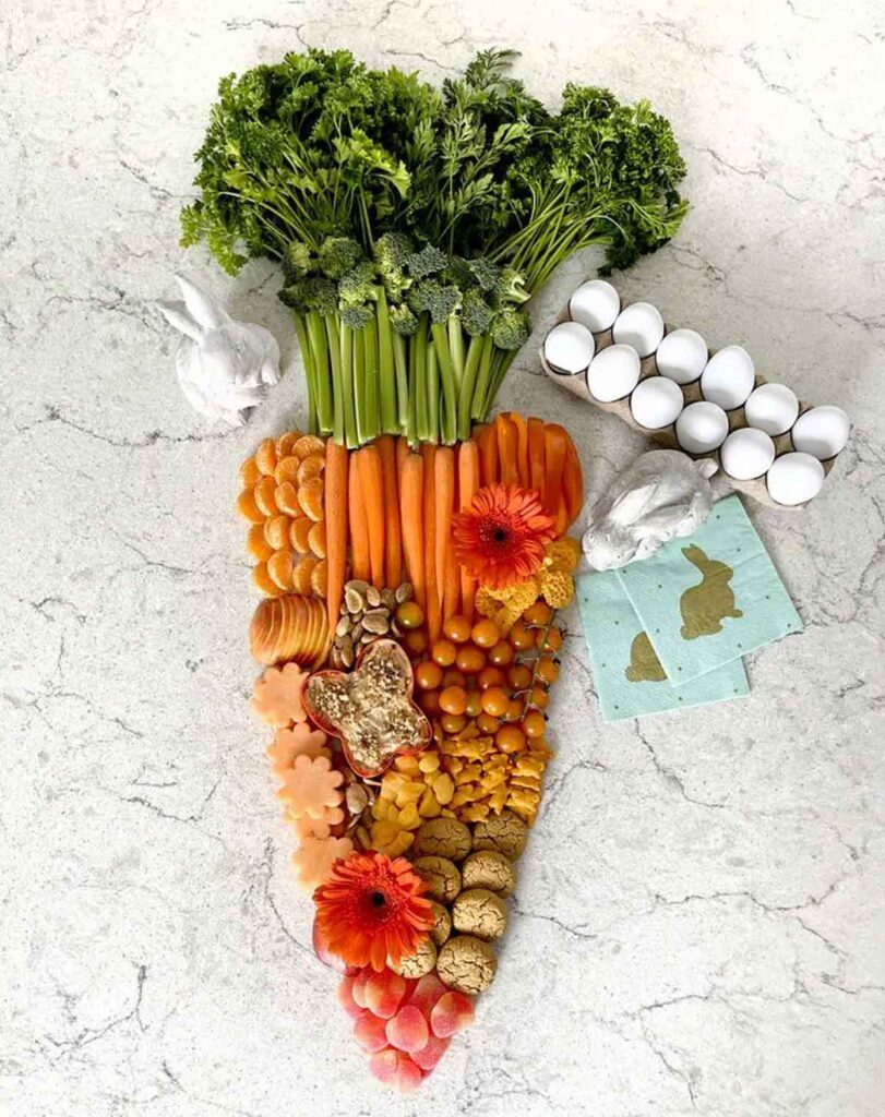 healthy carrot veggy board - Beautiful Easter Charcuterie Board Ideas - Press Print Party