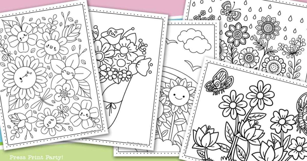 20 Coloring pages of flowers for kids and adults- new and unique - Press Print Party!