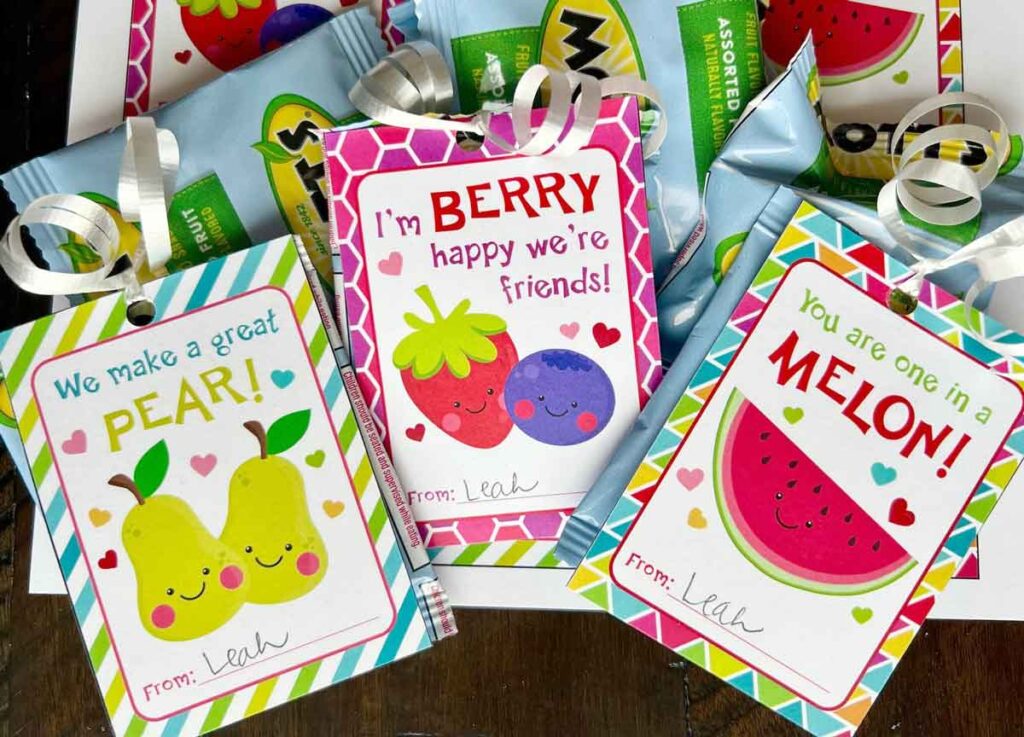 Berry fruit snack valentines- The ultimate list of Classroom Valentine Gift Ideas for Kids - Press Print Party!