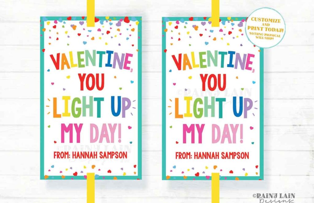 glow stick valentine - The ultimate list of Classroom Valentine Gift Ideas for Kids - Press Print Party!