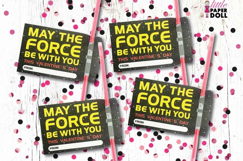 Glow stick valentine star wars card - The ultimate list of Classroom Valentine Gift Ideas for Kids - Press Print Party!