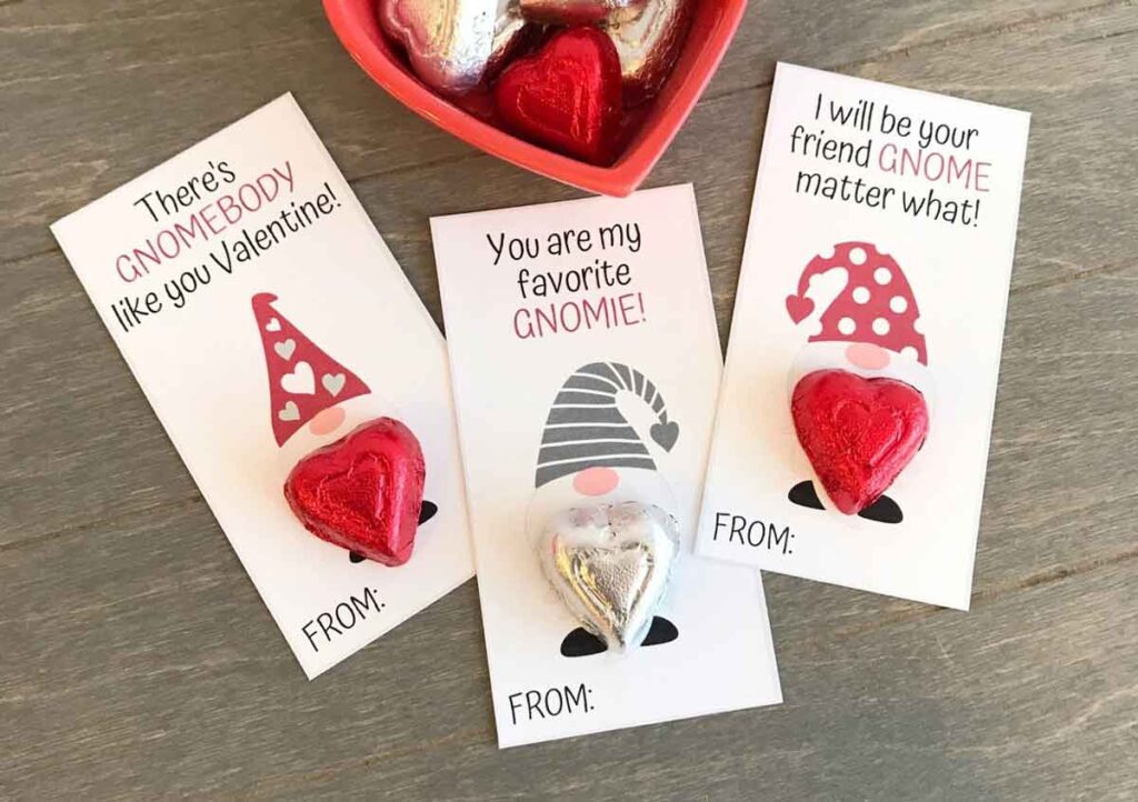heart chocolate valentine gnomes - The ultimate list of Classroom Valentine Gift Ideas for Kids - Press Print Party!