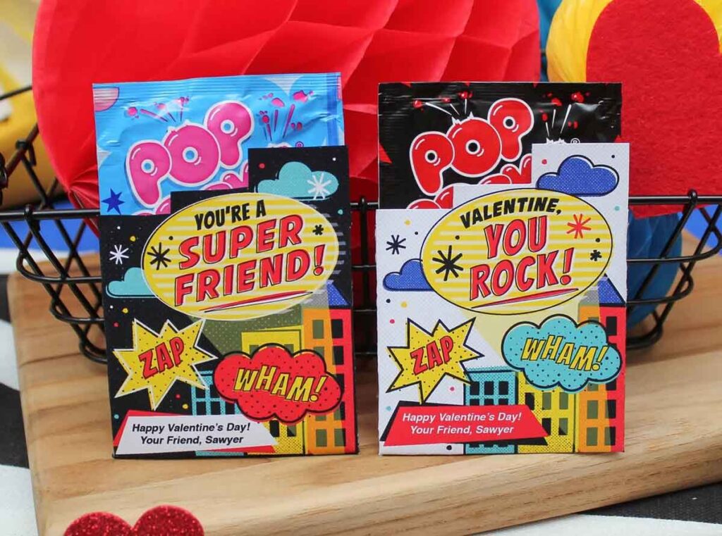 pop rocks comic valentine - The ultimate list of Classroom Valentine Gift Ideas for Kids - Press Print Party!