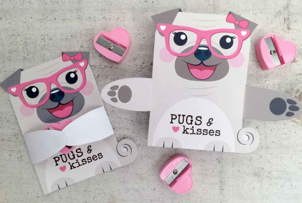 heart candy valentine pugs and kisses - The ultimate list of Classroom Valentine Gift Ideas for Kids - Press Print Party!