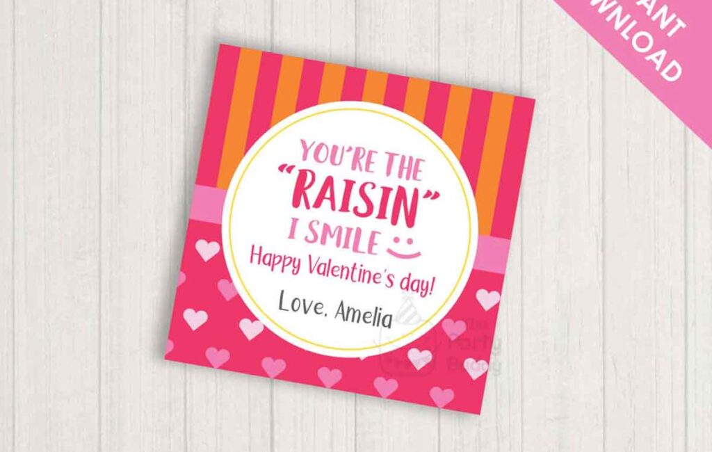 raisin valentine- The ultimate list of Classroom Valentine Gift Ideas for Kids - Press Print Party!