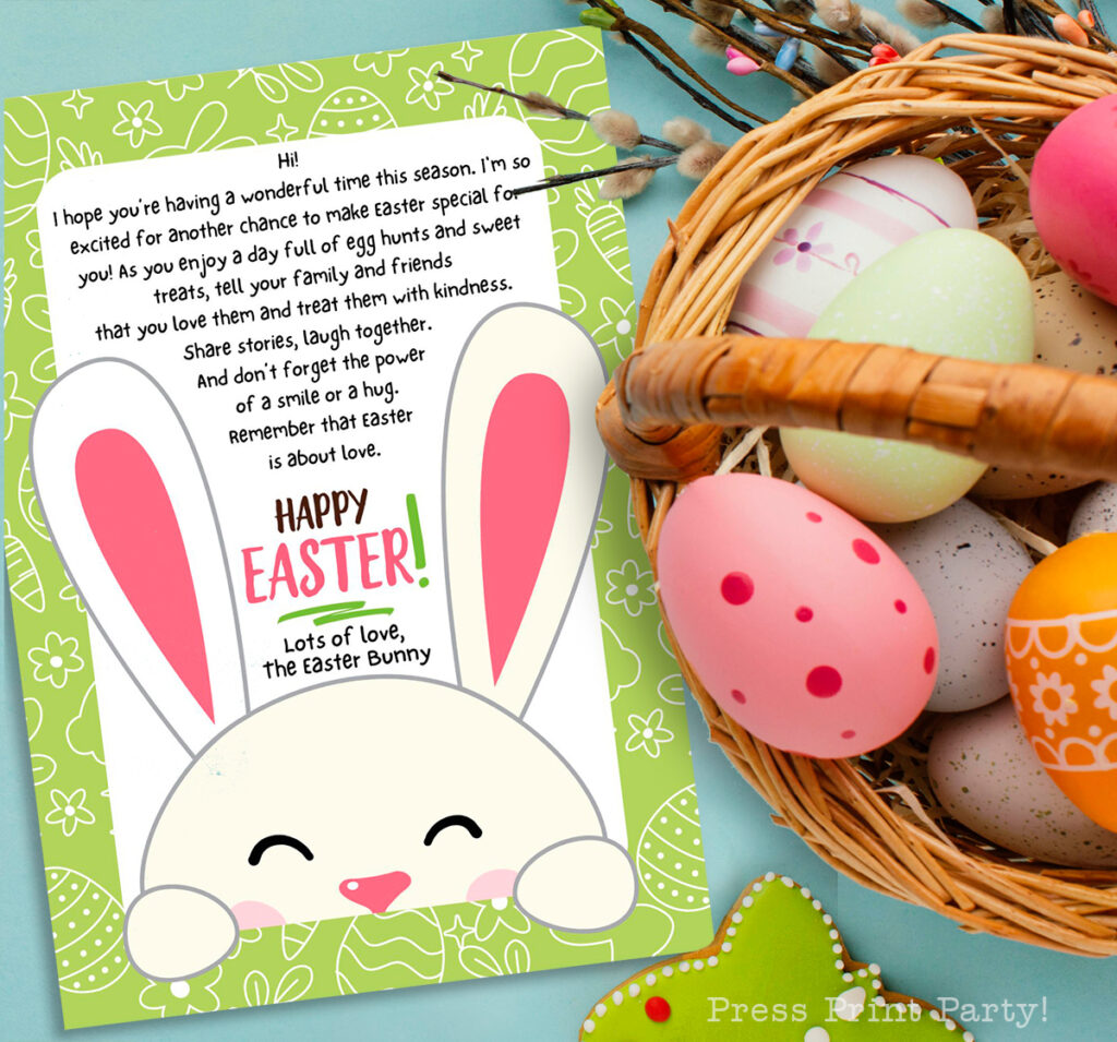 free Easter bunny letters - adorable easter bunny notes for easter morning - With easter basket - Press Print Party!