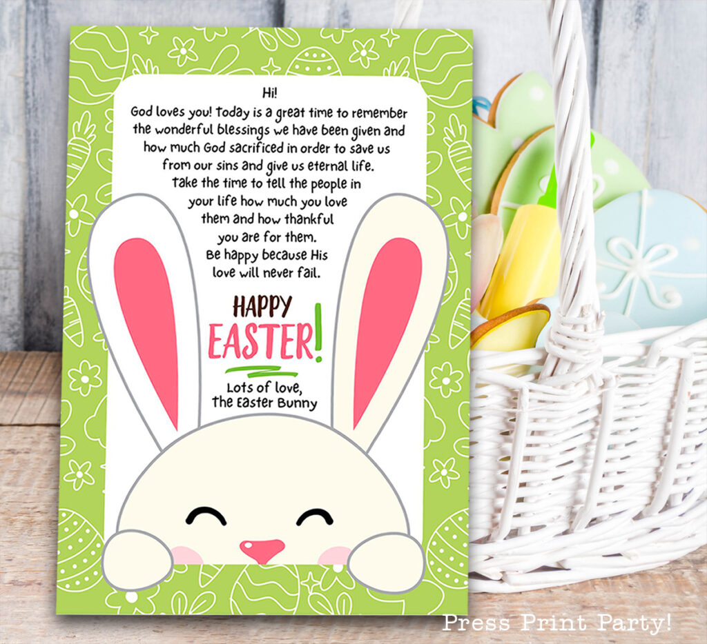 free Easter bunny letters - adorable easter bunny notes for easter morning - With easter basket - Press Print Party!