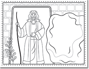 Jesus coming out of the tomb- 10 Free Religious Coloring Pages for Easter Holy Week Press Print Party!