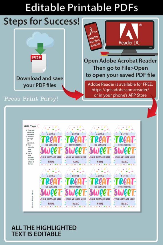 EDITABLE Thank You Tags Printable template pdf and canva, A little Treat for Someone Sweet, Employee Appreciation, Teachers, Students, Staff, INSTANT DOWNLOAD Press Print Party!