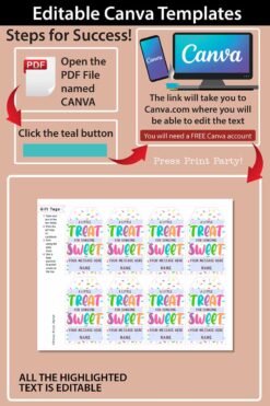 EDITABLE Thank You Tags Printable template pdf and canva, A little Treat for Someone Sweet, Employee Appreciation, Teachers, Students, Staff, INSTANT DOWNLOAD Press Print Party!