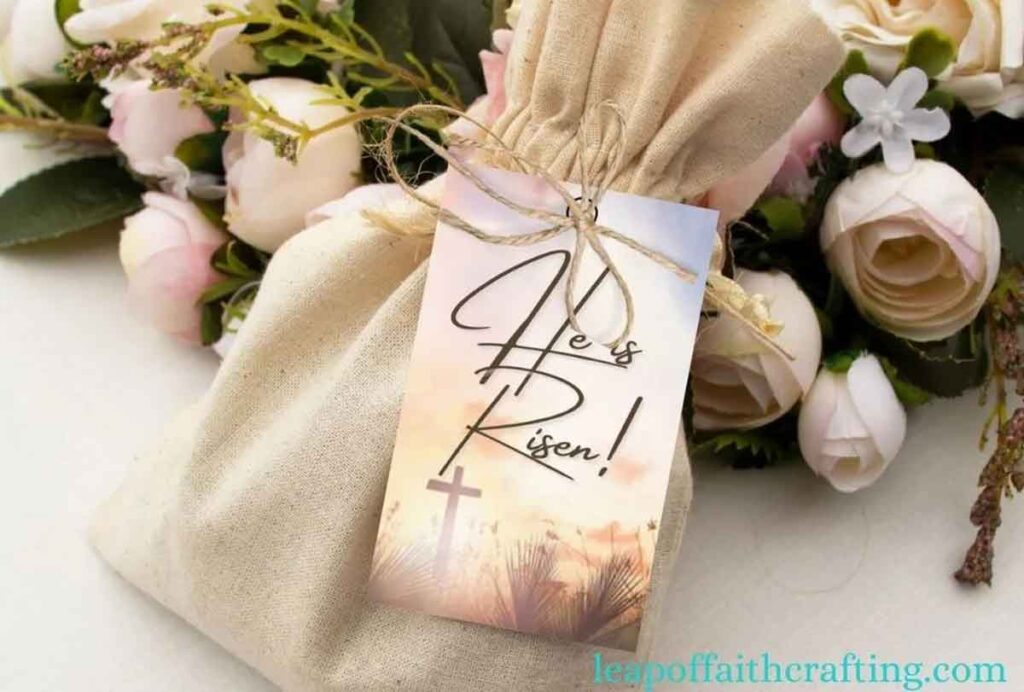 free he is risen easter gift tag