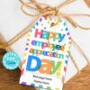 Happy Employee Appreciation Day Gift Tags Printable, Assitant, Staff Appreciation, Bright Colors, Editable PDF and Canva, INSTANT DOWNLOAD Press Print Party