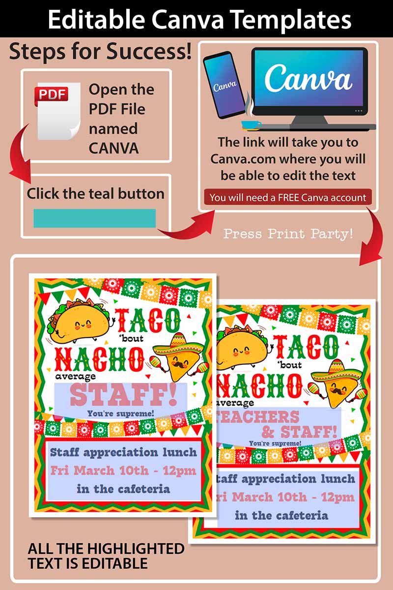 Employee Appreciation Day Sign - Taco bout Nacho Average ... - Press Print  Party!