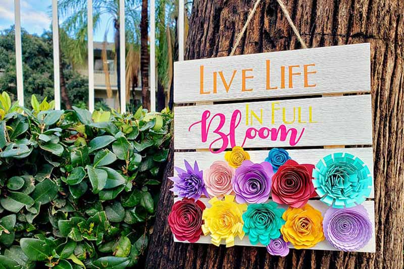 paper flowers and a spring sign - DIY Easter decorating ideas homemade DIY Easter decorations - Press Print Party!