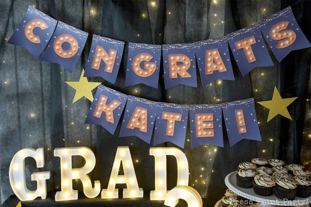 marquee printable congratulations banner. Open house graduation party ideas-  Press Print Party,