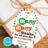 m&ms Candy Thank You Gift Tags Printable, Teacher Appreciation, Nurse, Staff, Driver, Assitant, Candy thank you sayings, Editable, gift idea, INSTANT DOWNLOAD Press Print party