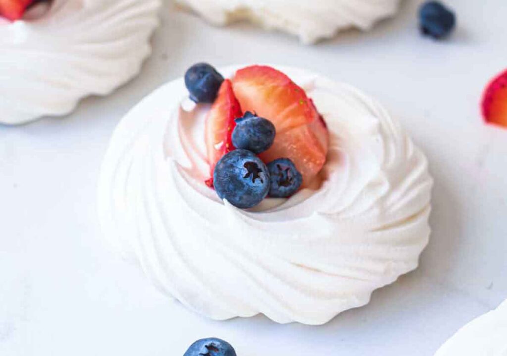 mini pavlovas - 75 Red White and Blue Food Ideas and Patriotic Recipes for fourth of July, memorial day. Press Print Party!
