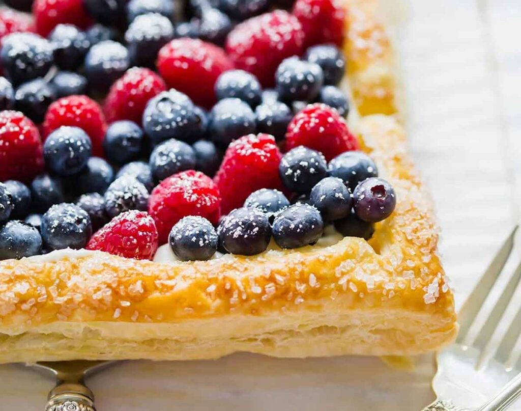 blueberry tart - 75 Red White and Blue Food Ideas and Patriotic Recipes for fourth of July, memorial day. Press Print Party!