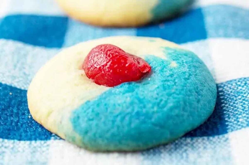 cherry almond sugar cookies- 75 Red White and Blue Food Ideas and Patriotic Recipes for fourth of July, memorial day. Press Print Party!