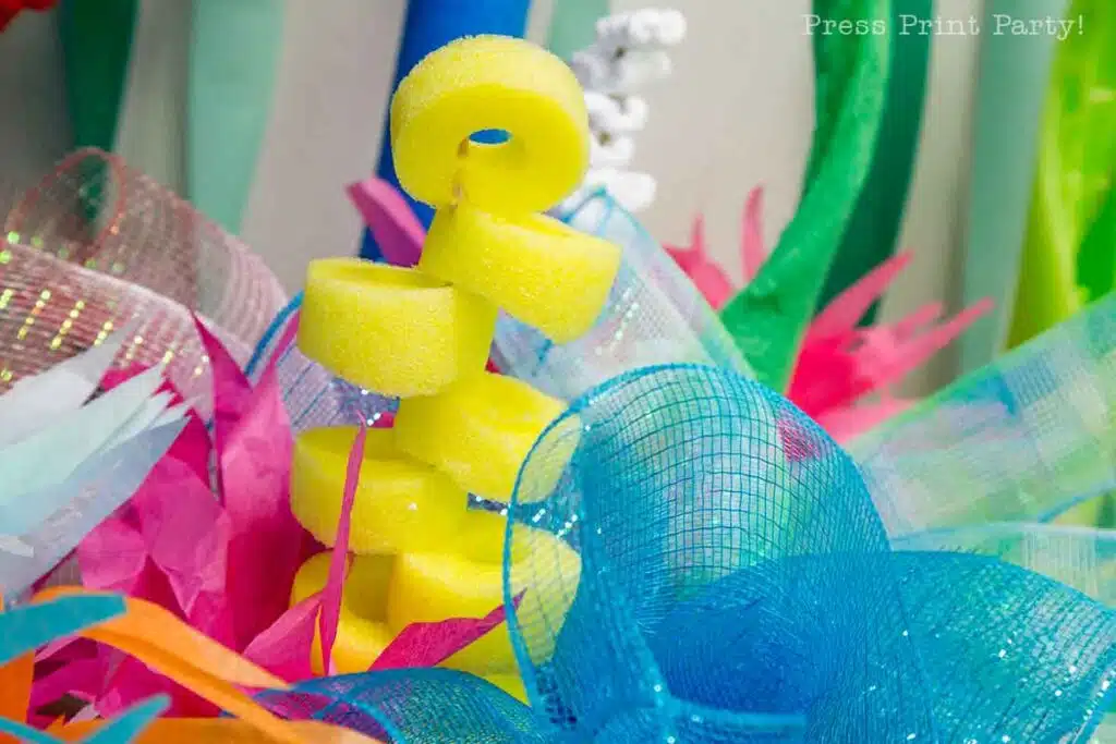 pool noodles coral reef diy tutorial yellow cut in circles