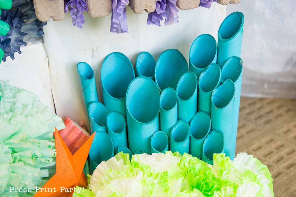 under the sea coral reef decoration ideas and tutorial. Press Print Party