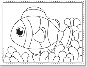 clown fish - nemo - 15 Free Printable Fish Coloring Pages for Kids of All Ages - fish coloring book, fish coloring sheets for under the sea fun - Press Print Party!