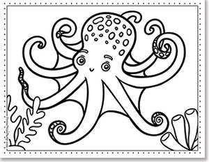 octopus - 15 Free Printable Fish Coloring Pages for Kids of All Ages - fish coloring book, fish coloring sheets for under the sea fun - Press Print Party!