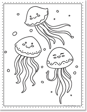 jellyfish - 15 Free Printable Fish Coloring Pages for Kids of All Ages - fish coloring book, fish coloring sheets for under the sea fun - Press Print Party!