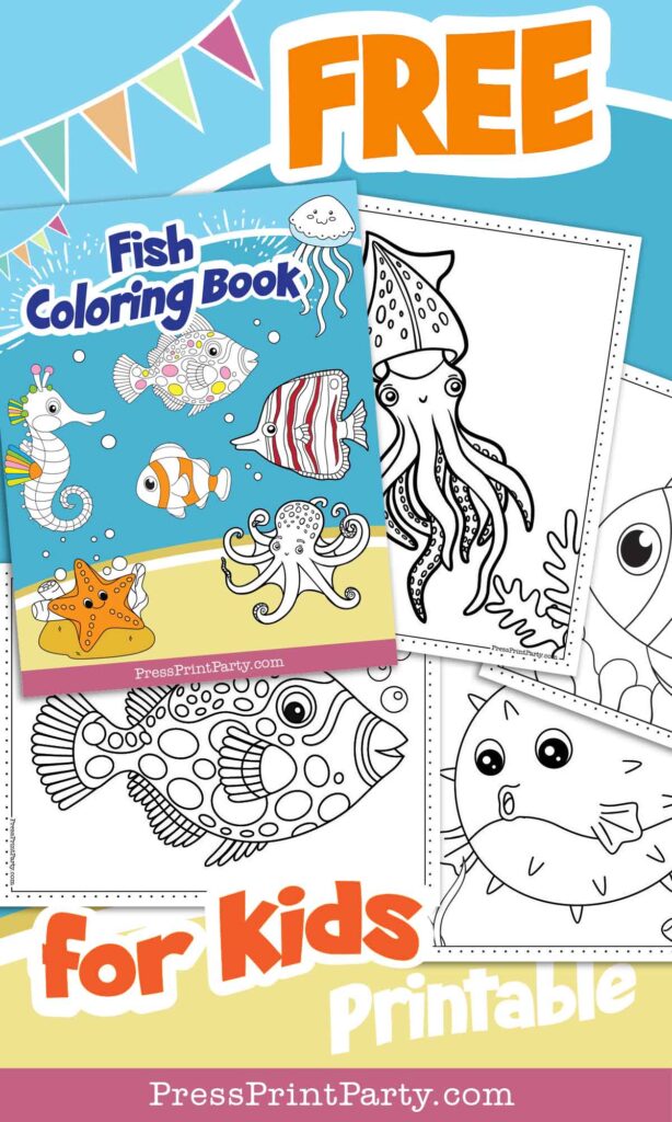15 Free Printable Fish Coloring Pages for Kids of All Ages - fish coloring book, fish coloring sheets for under the sea fun - Press Print Party!