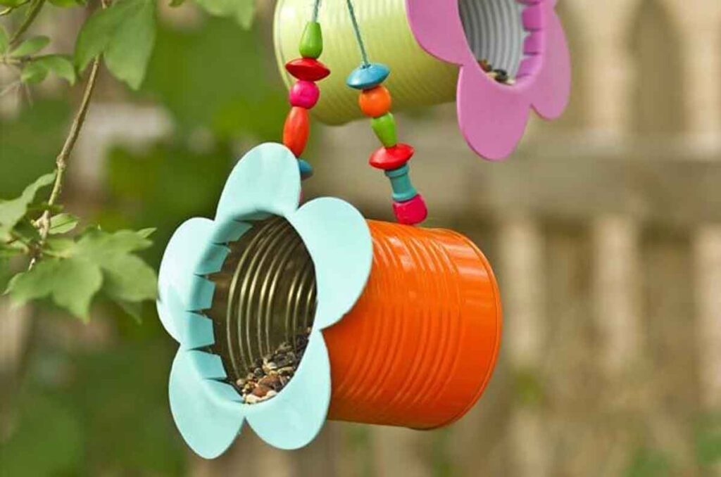 tin can bird feeder - 23 DIY Summer Fun Activities to Get Kids off the Couch Now - Press Print Party!