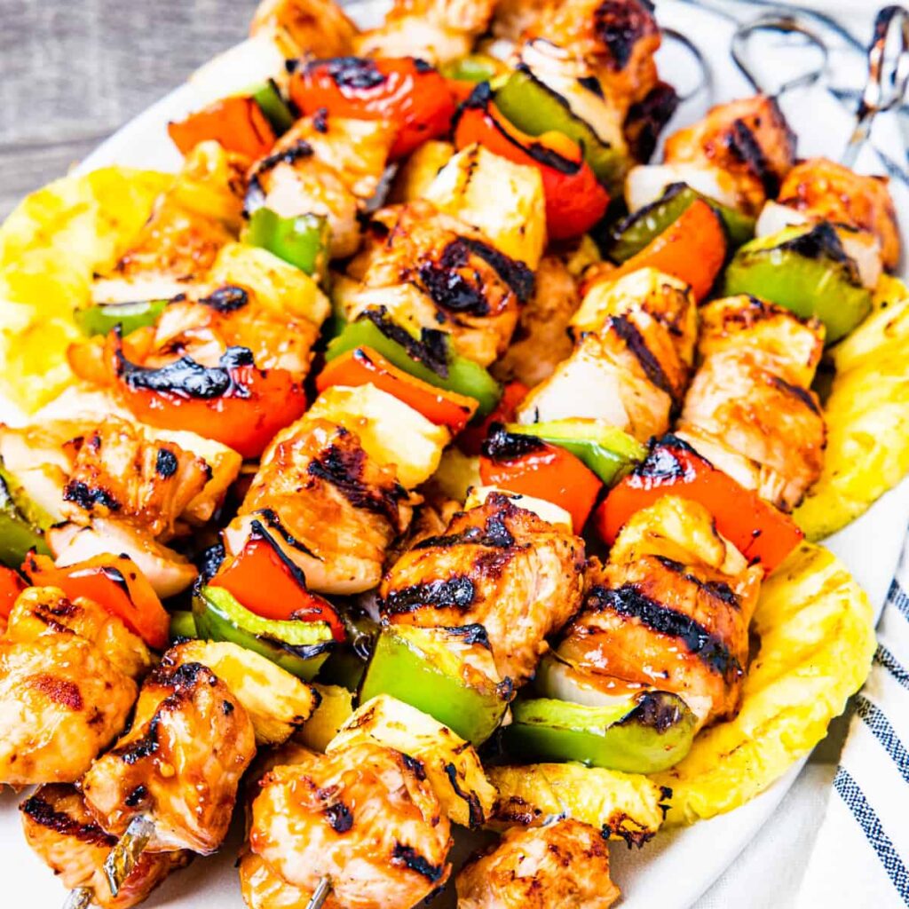 huli huli chicken kebabs - 25 Yummy Hawaiian luau party foods for your next backyard bash - tropical foods and recipes - Press Print Party!