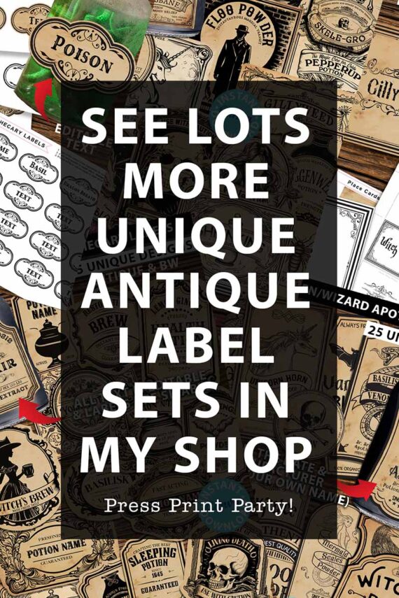 antique apothecary labels lots more in the shop Press Print Party