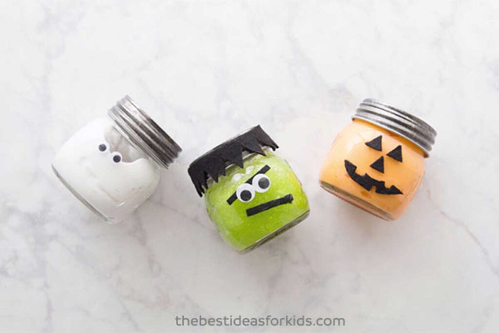 fun slime jars -19 Festive and easy Halloween crafts for kids - Press Print Party!
