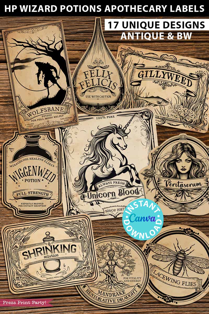 HARRY POTTER DRINK LABELS - Over the Big Moon
