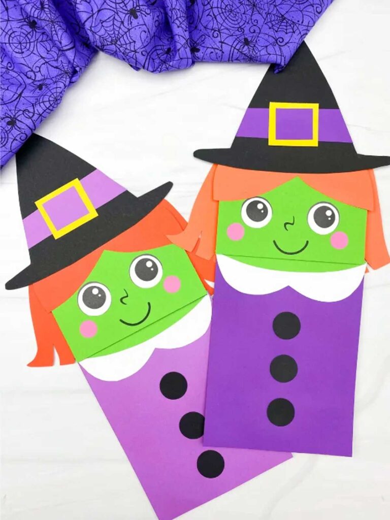 paper witch - 19 Festive and easy Halloween crafts for kids - Press Print Party!