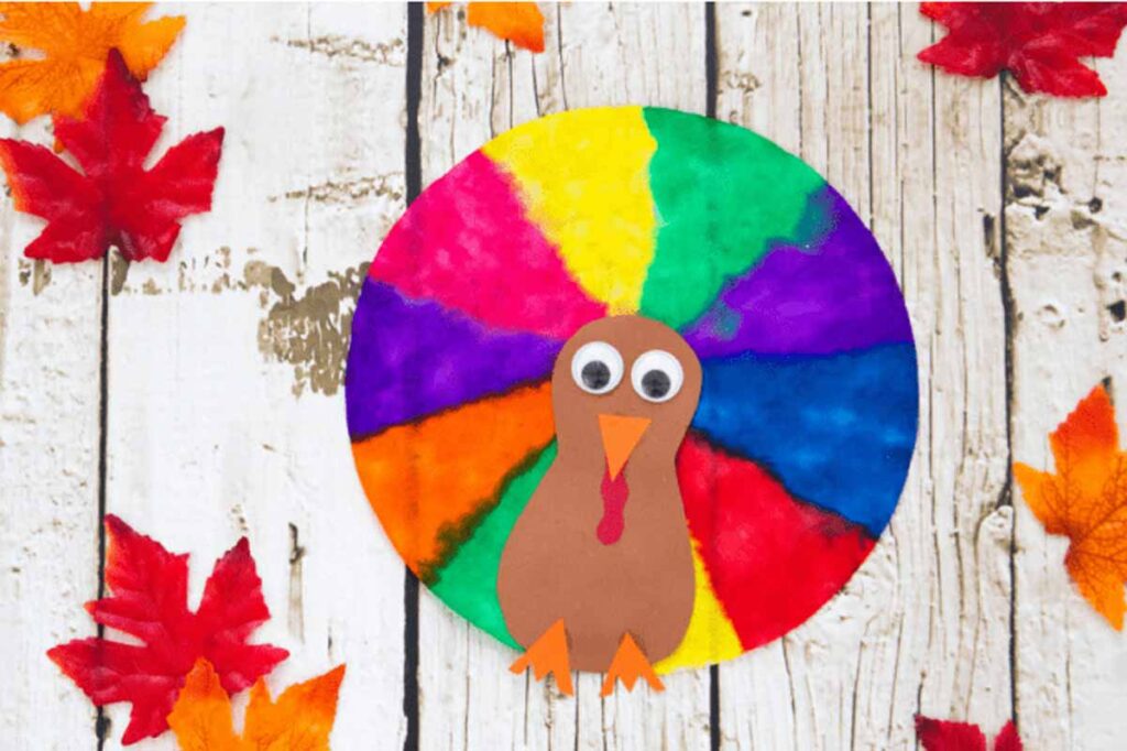 coffee filter turkey - 45 Turkey crafts ideas for kids - Press Print Party!