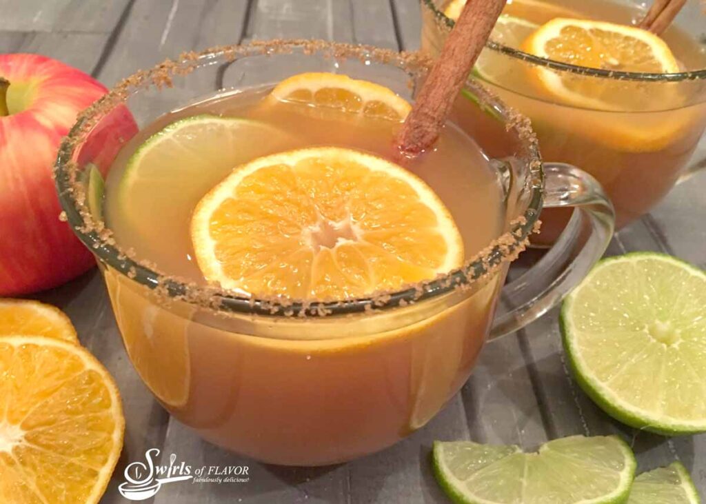 melled apple cider- Tasty Thanksgiving punch recipe non-alcoholic and alcoholic to feed a crowd. Press Print Party