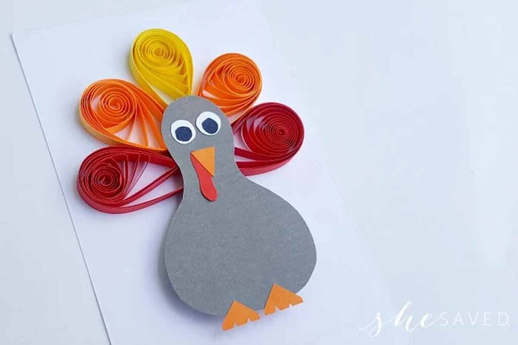 quiled turkey cRFT - 45 Turkey crafts ideas for kids - Press Print Party!
