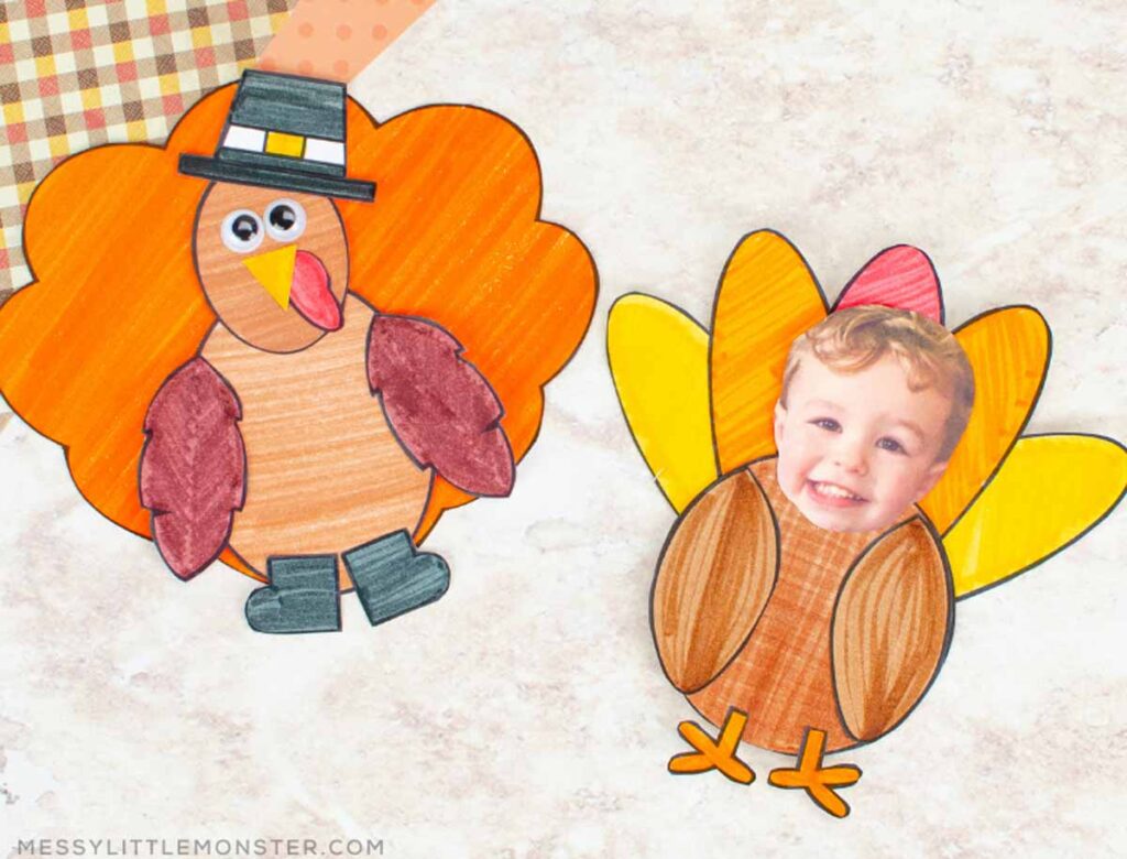 turkey craft template mix and match - 45 Turkey crafts ideas for kids - Press Print Party!