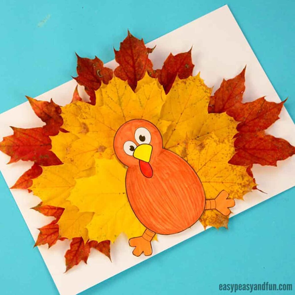 turkey leaf craft - 45 Turkey crafts ideas for kids - Press Print Party!