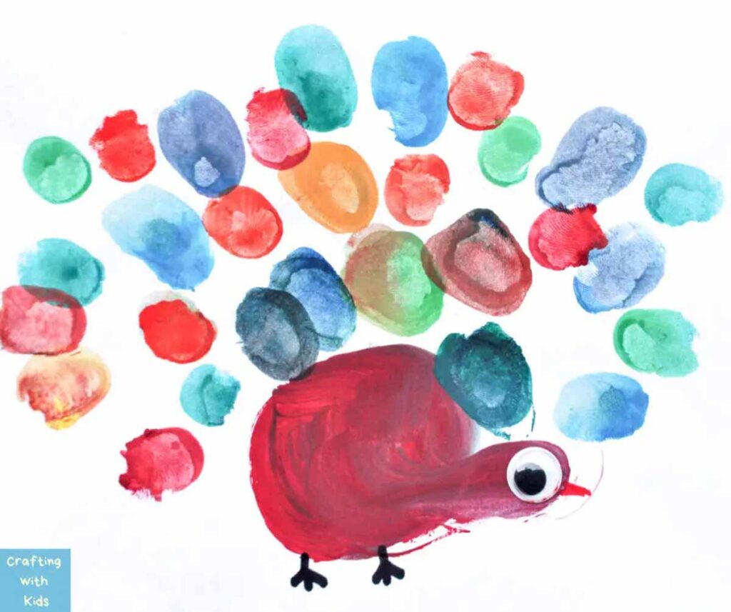 turkey hand print and thumbprint art - 45 Turkey crafts ideas for kids - Press Print Party!