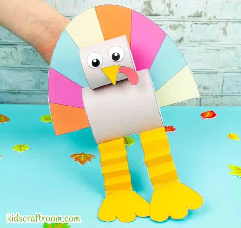 walking turkey paper craft - 45 Turkey crafts ideas for kids - Press Print Party!