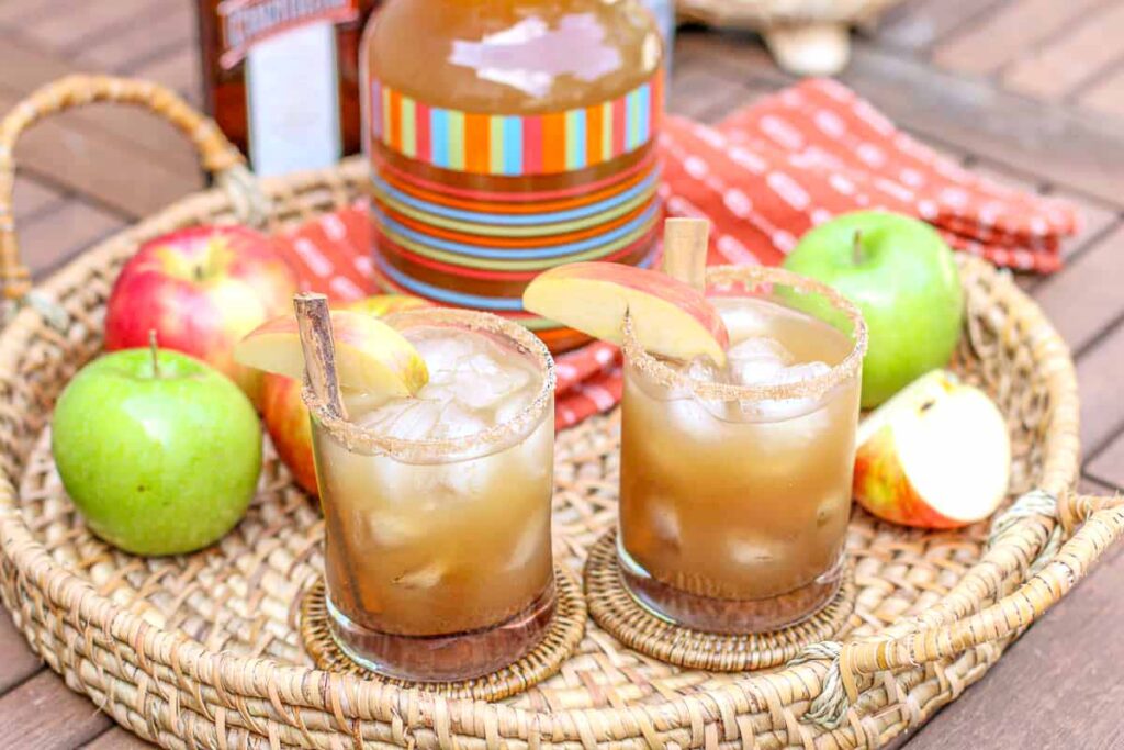 apple cider margarita- Tasty Thanksgiving punch recipe non-alcoholic and alcoholic to feed a crowd. Press Print Party