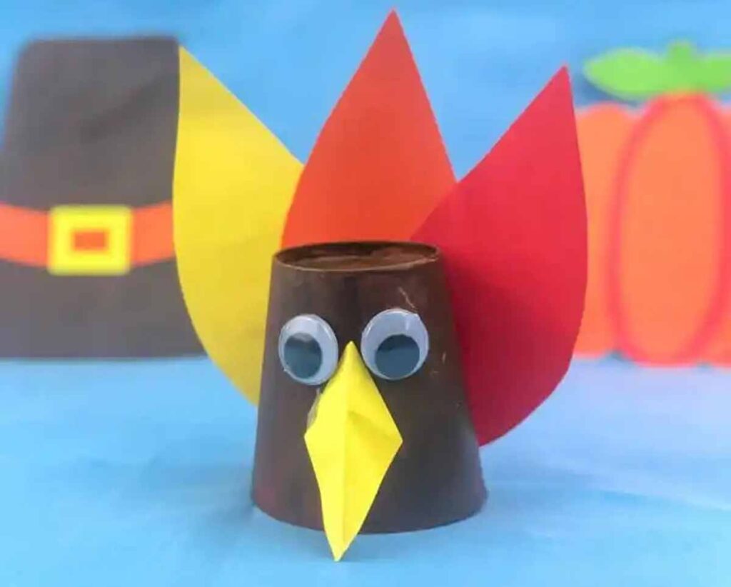 paper cup turkey craft - 45 Turkey crafts ideas for kids - Press Print Party!