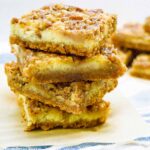 easy pecan pie cheesecake bars recipe squares. graham cracker crust, cheesecake. caramel and pecans on top. great for thanksgiving fall recipe treat. Press Print Party!