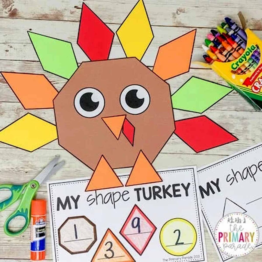 shape turkey craft - 45 Turkey crafts ideas for kids - Press Print Party!