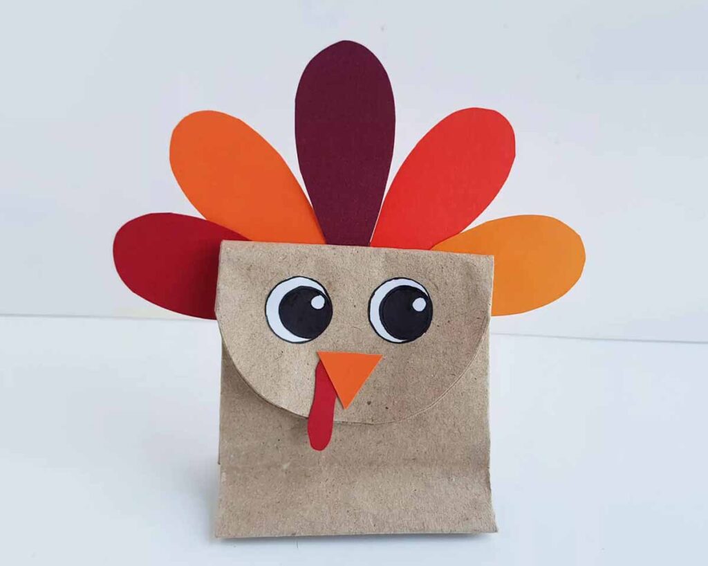 paper bag turkey - 45 Turkey crafts ideas for kids - Press Print Party!