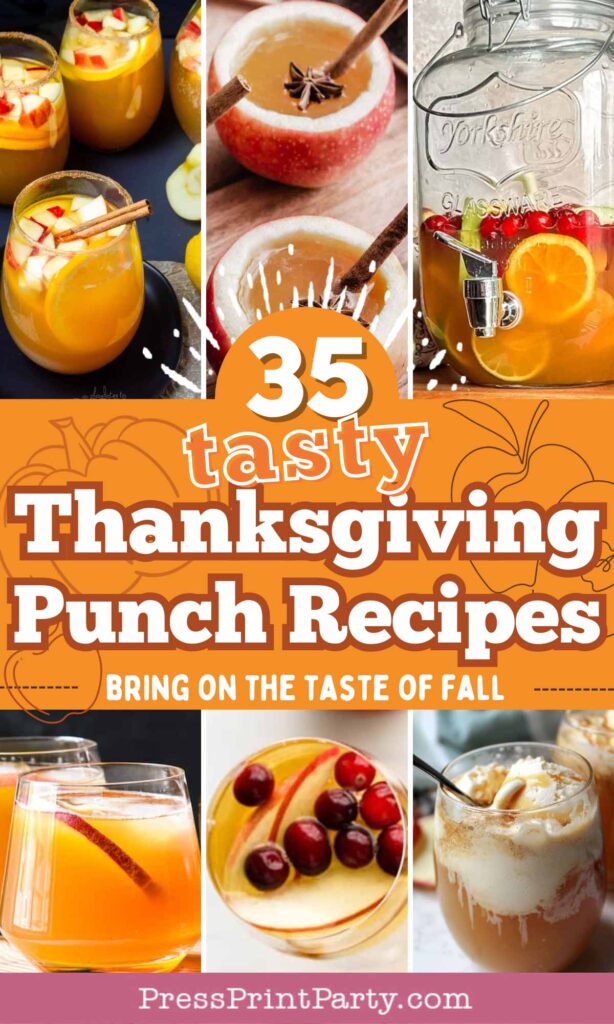 35 Tasty Thanksgiving punch recipe non-alcoholic and alcoholic to feed a crowd. fall punch recipes - with cranberries, apples, pumpkin, alcoholic and non-alcoholic- bring on the taste of fall. Press Print Party